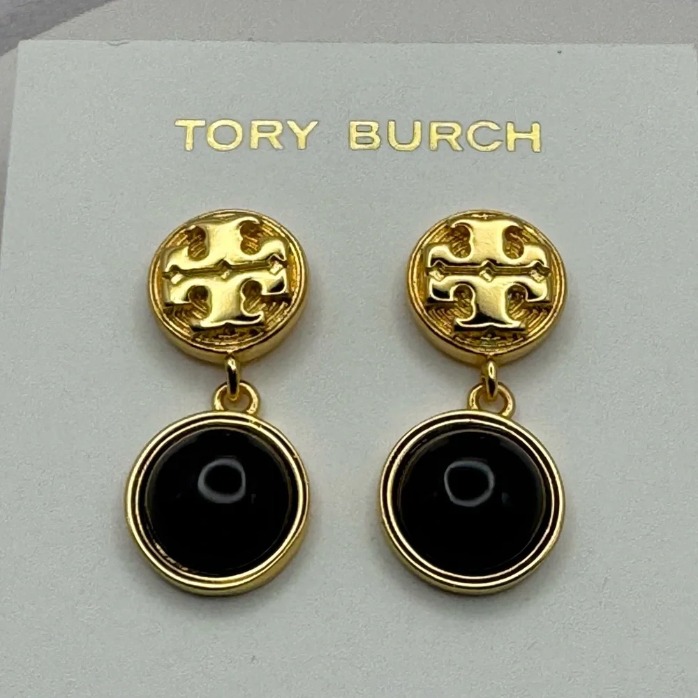 TORY BURCH Livia Black Drop Earrings NEW